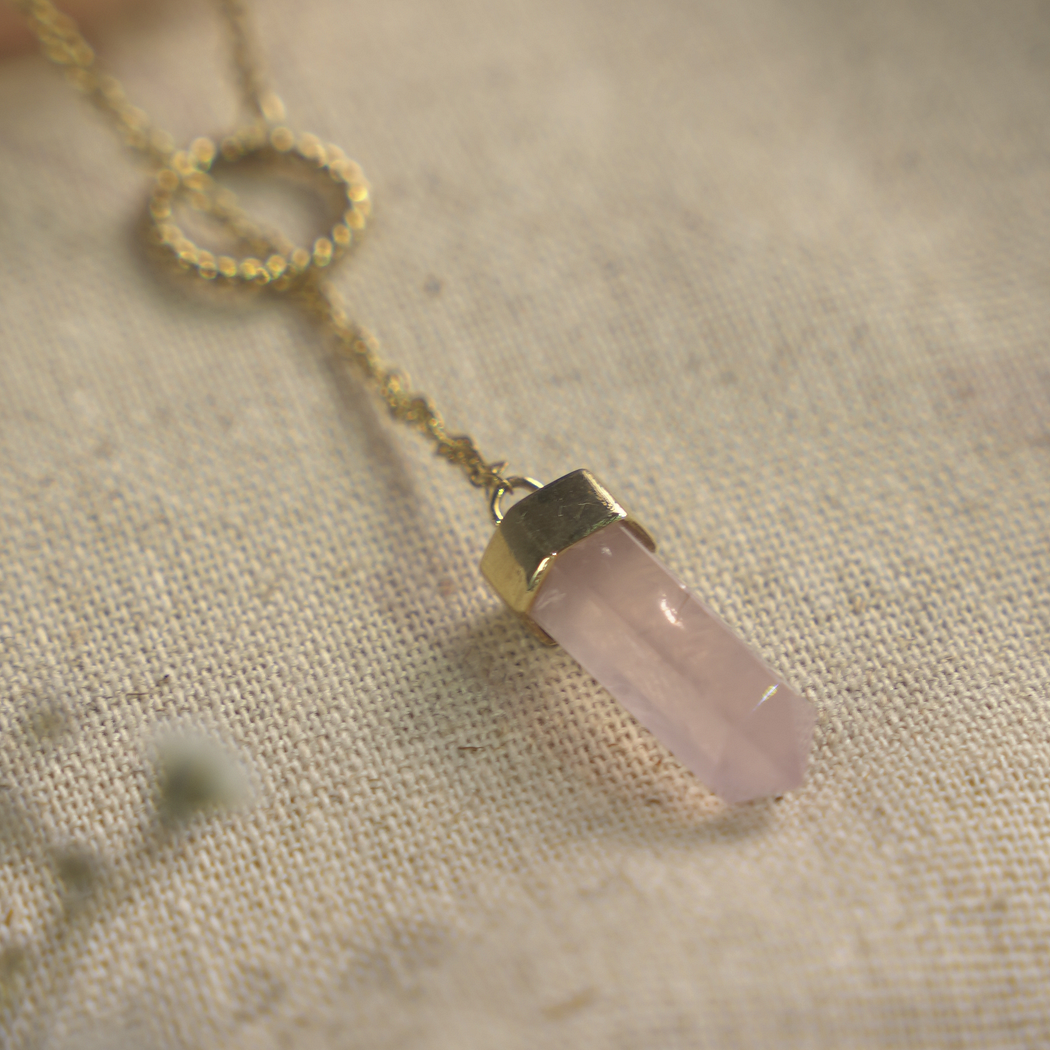 Rose Quartz Heartline Necklace